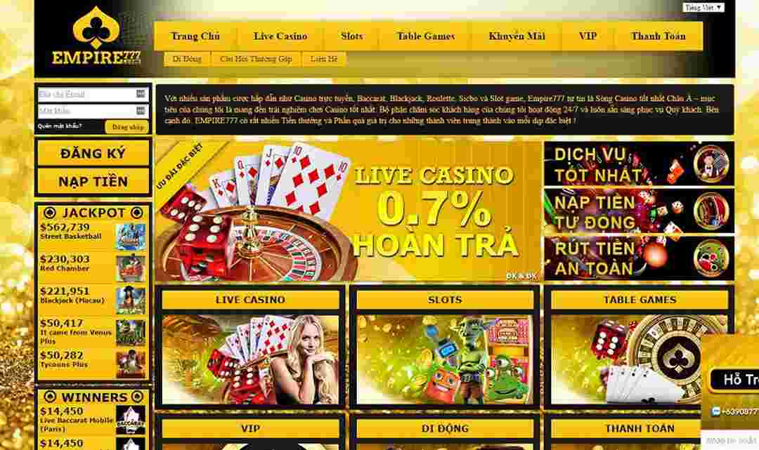 Empire777 chơi game casino và cá cược tỷ số chuyên nghiệp