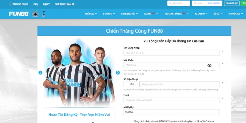 Quy trình đăng ký tài khoản Fun88 có phức tạp không?